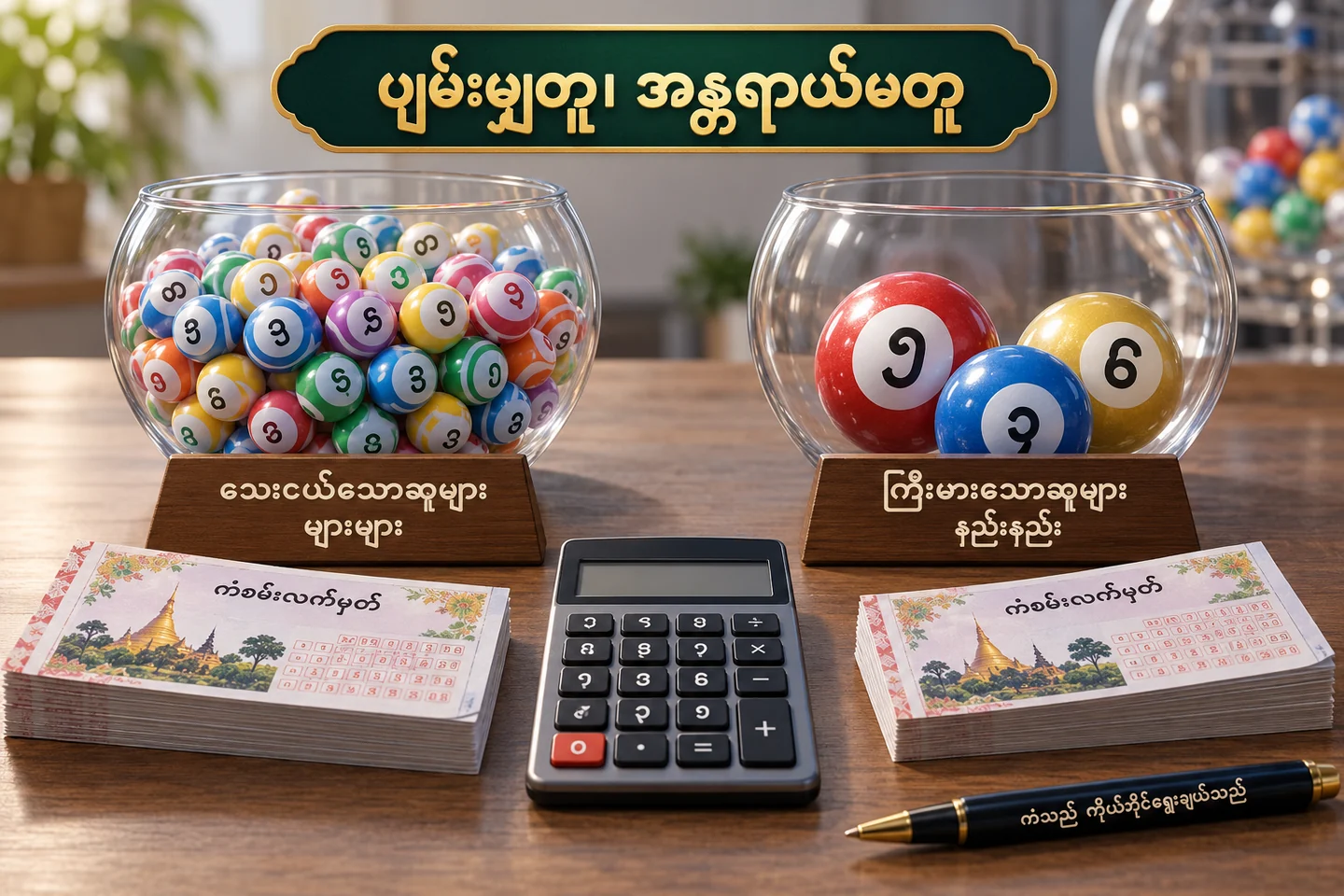 ပျမ်းမျှပြန်ရငွေတူသော်လည်း ဆုအရွယ်နှင့် အကြိမ်ရေမတူသော စိတ်ကူးထီပုံ